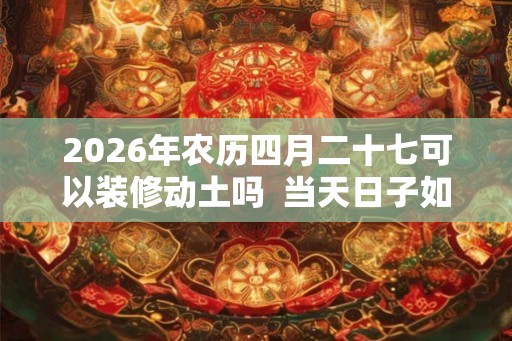 2026年农历四月二十七可以装修动土吗  当天日子如何