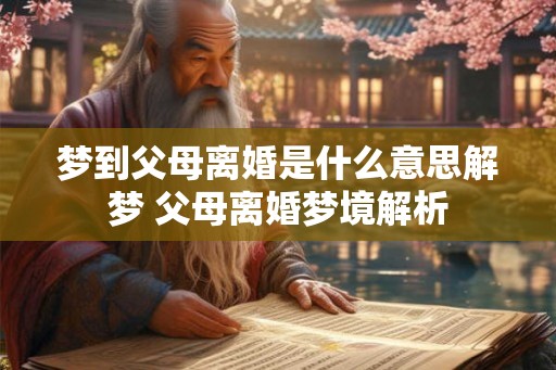梦到父母离婚是什么意思解梦 父母离婚梦境解析