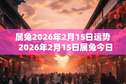 属兔2026年2月15日运势 2026年2月15日属兔今日运势 属兔2026年2月15日运势 2026年2月15日属兔今日运势