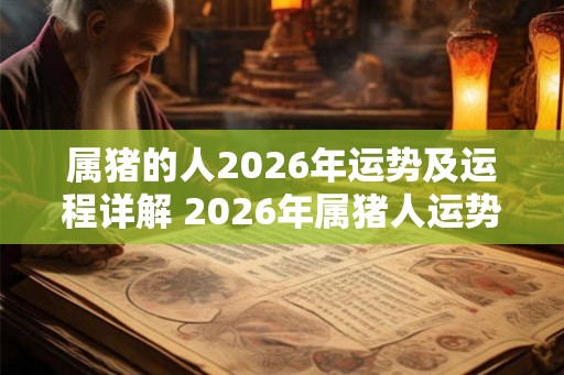 属猪的人2026年运势及运程详解 2026年属猪人运势如何