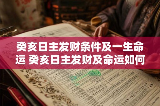 癸亥日主发财条件及一生命运 癸亥日主发财及命运如何