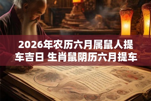 2026年农历六月属鼠人提车吉日 生肖鼠阴历六月提车好日子