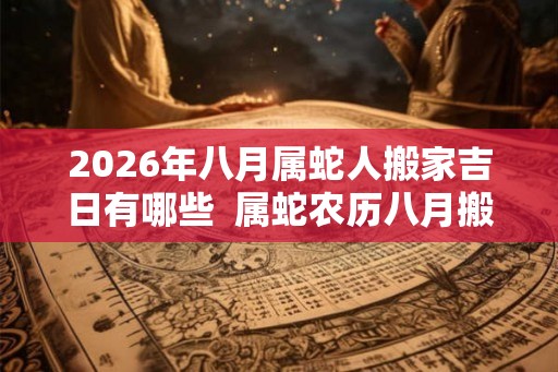 2026年八月属蛇人搬家吉日有哪些  属蛇农历八月搬家吉日