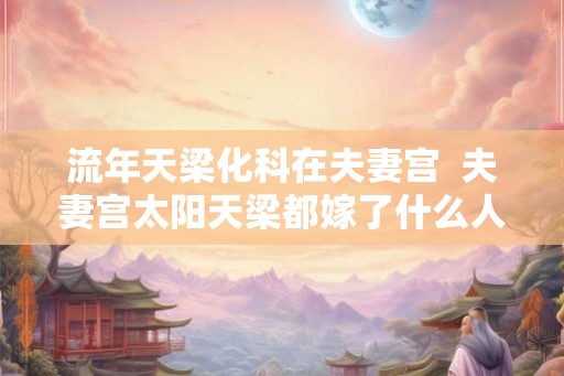 流年天梁化科在夫妻宫  夫妻宫太阳天梁都嫁了什么人