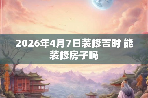 2026年4月7日装修吉时 能装修房子吗