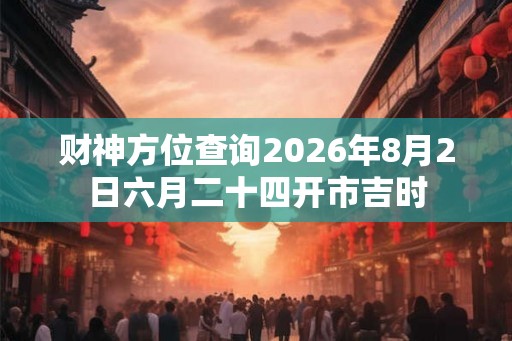 财神方位查询2026年8月2日六月二十四开市吉时 财神方位查询2026年8月2日六月二十四开市吉时