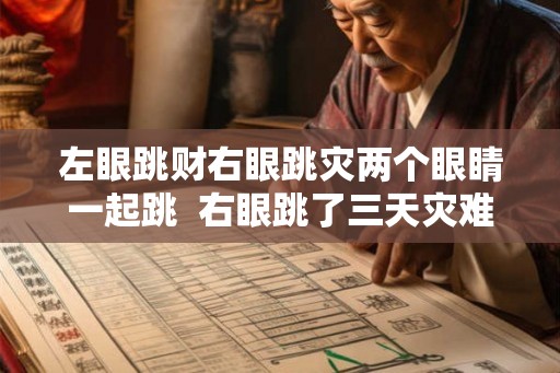左眼跳财右眼跳灾两个眼睛一起跳 右眼跳了三天灾难来了 左眼跳财右眼跳灾两个眼睛一起跳 右眼跳了三天灾难来了