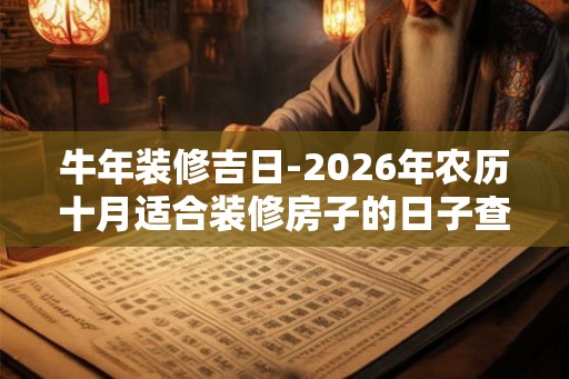 牛年装修吉日-2026年农历十月适合装修房子的日子查询 牛年装修吉日-2026年农历十月适合装修房子的日子查询