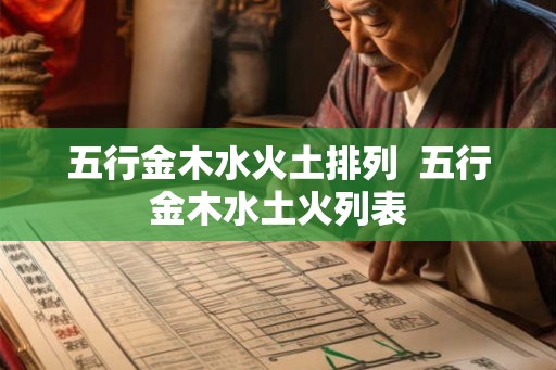 五行金木水火土排列  五行金木水土火列表