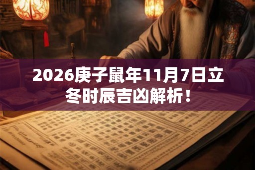 2026庚子鼠年11月7日立冬时辰吉凶解析！