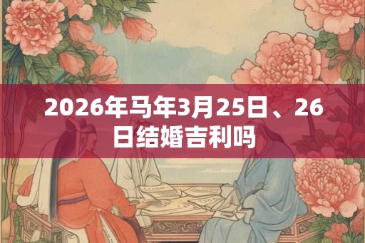 2026年马年3月25日、26日结婚吉利吗