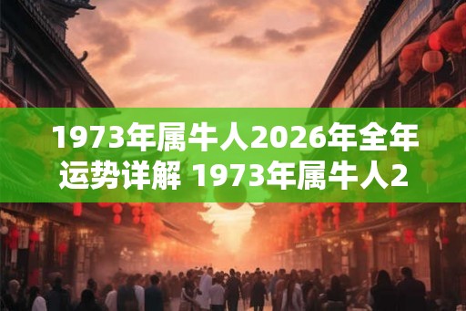 1973年属牛人2026年全年运势详解 1973年属牛人2026年运势如何