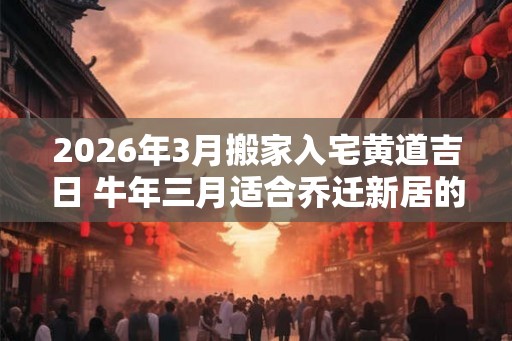 2026年3月搬家入宅黄道吉日 牛年三月适合乔迁新居的日子