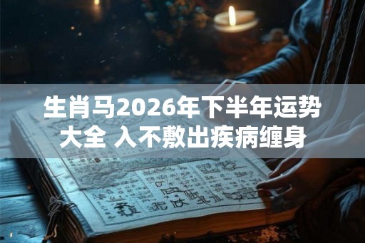 生肖马2026年下半年运势大全 入不敷出疾病缠身