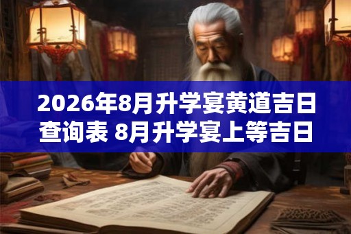 2026年8月升学宴黄道吉日查询表 8月升学宴上等吉日