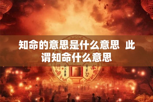 知命的意思是什么意思  此谓知命什么意思