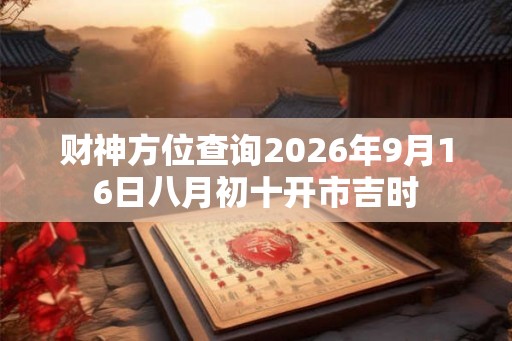财神方位查询2026年9月16日八月初十开市吉时