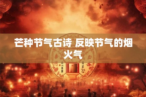 芒种节气古诗 反映节气的烟火气