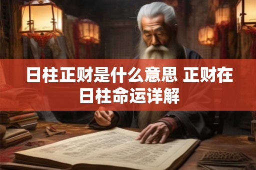 日柱正财是什么意思 正财在日柱命运详解