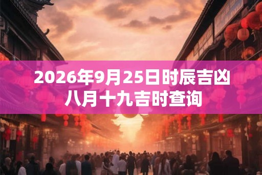 2026年9月25日时辰吉凶 八月十九吉时查询 2026年9月25日时辰吉凶 八月十九吉时查询