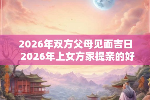 2026年双方父母见面吉日  2026年上女方家提亲的好日子