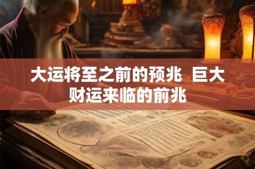 大运将至之前的预兆  巨大财运来临的前兆