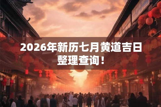 2026年新历七月黄道吉日整理查询！