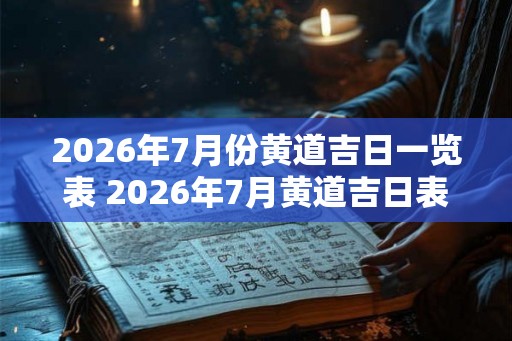 2026年7月份黄道吉日一览表 2026年7月黄道吉日表