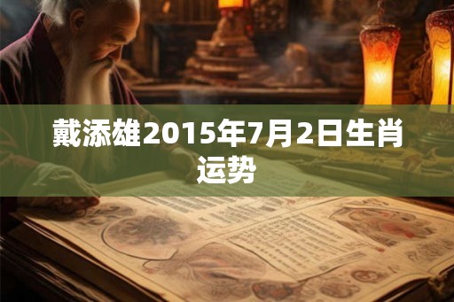戴添雄2015年7月2日生肖运势 戴添雄2015年7月2日生肖运势