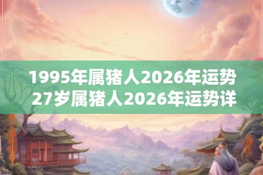 1995年属猪人2026年运势 27岁属猪人2026年运势详解