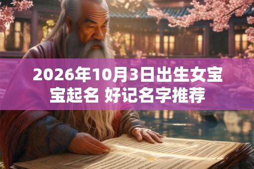 2026年10月3日出生女宝宝起名 好记名字推荐