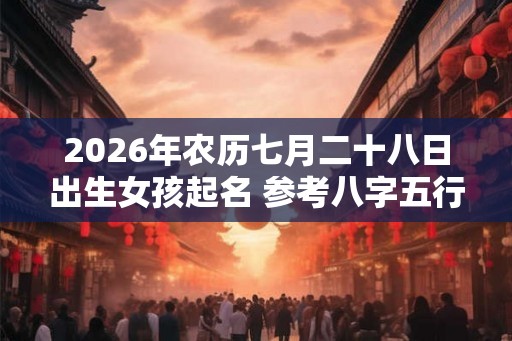 2026年农历七月二十八日出生女孩起名 参考八字五行
