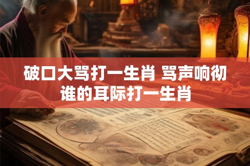 破口大骂打一生肖 骂声响彻谁的耳际打一生肖