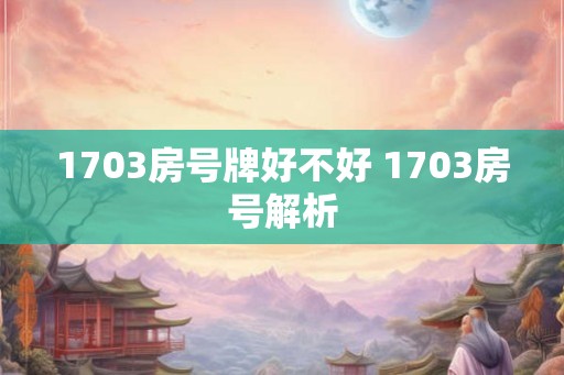 1703房号牌好不好 1703房号解析