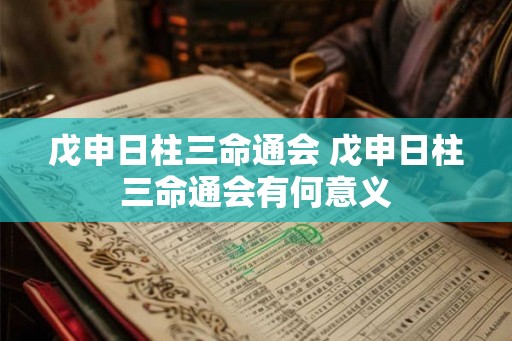 戊申日柱三命通会 戊申日柱三命通会有何意义