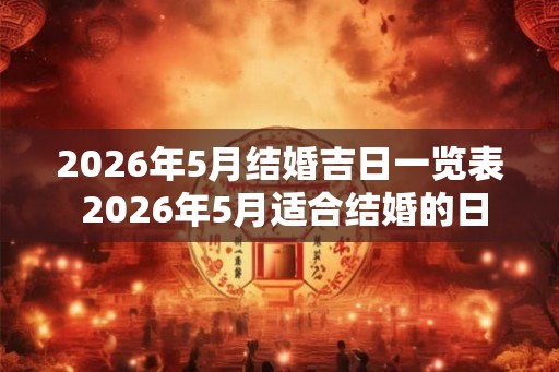 2026年5月结婚吉日一览表 2026年5月适合结婚的日子有哪些