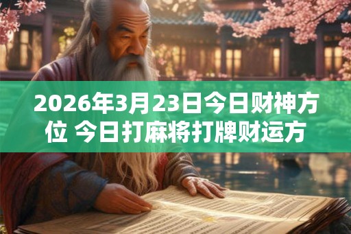 2026年3月23日今日财神方位 今日打麻将打牌财运方位 2026年3月23日今日财神方位 今日打麻将打牌财运方位