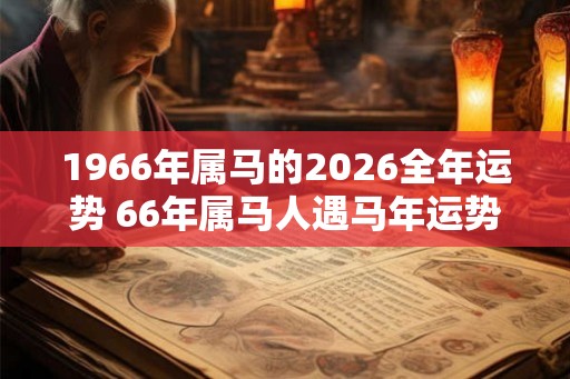 1966年属马的2026全年运势 66年属马人遇马年运势如何 1966年属马的2026全年运势 66年属马人遇马年运势如何