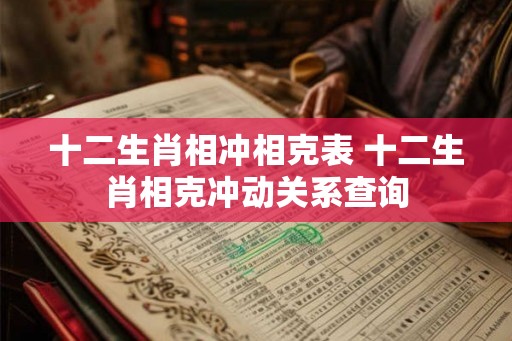 十二生肖相冲相克表 十二生肖相克冲动关系查询