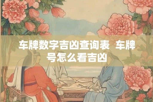车牌数字吉凶查询表  车牌号怎么看吉凶