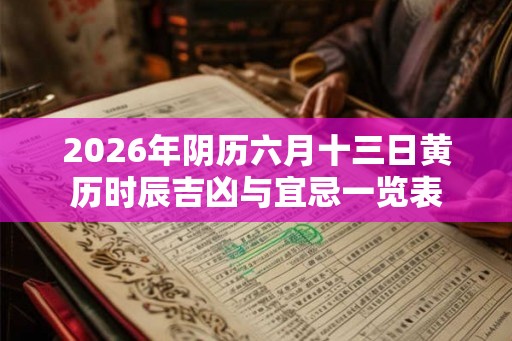 2026年阴历六月十三日黄历时辰吉凶与宜忌一览表