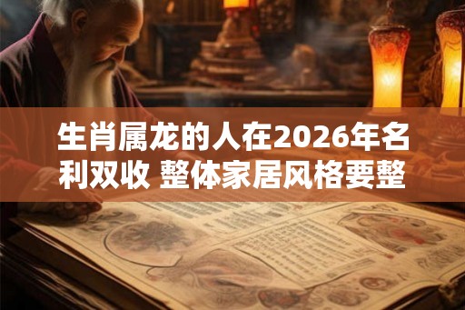 生肖属龙的人在2026年名利双收 整体家居风格要整洁