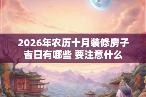 2026年农历十月装修房子吉日有哪些 要注意什么