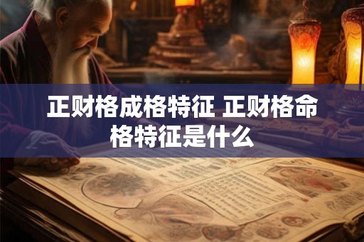 正财格成格特征 正财格命格特征是什么