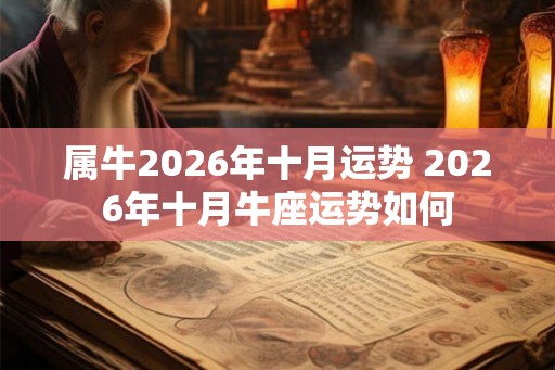 属牛2026年十月运势 2026年十月牛座运势如何