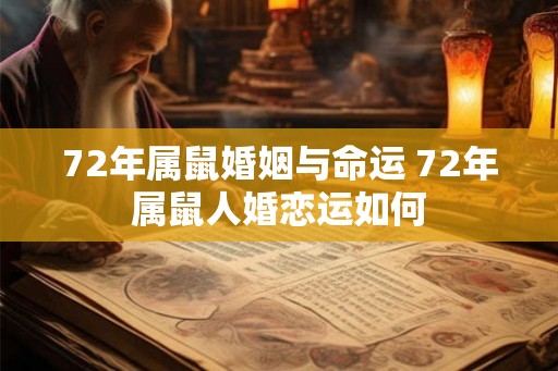 72年属鼠婚姻与命运 72年属鼠人婚恋运如何