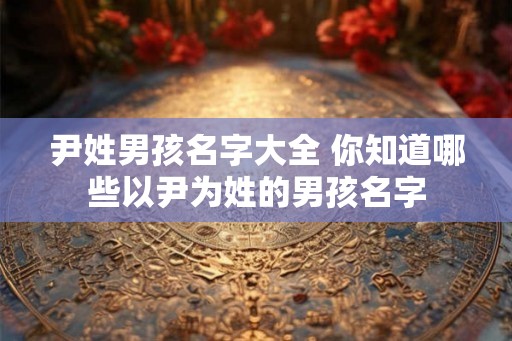 尹姓男孩名字大全 你知道哪些以尹为姓的男孩名字