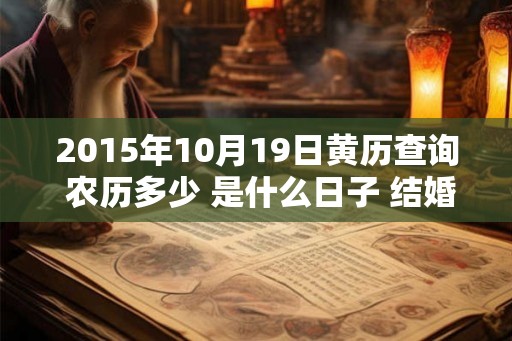 2015年10月19日黄历查询 农历多少 是什么日子 结婚吉时