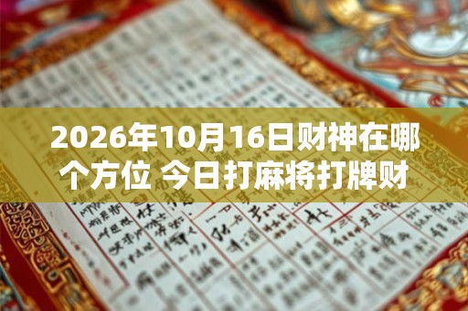 2026年10月16日财神在哪个方位 今日打麻将打牌财运方位