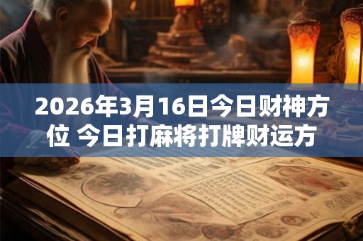 2026年3月16日今日财神方位 今日打麻将打牌财运方位